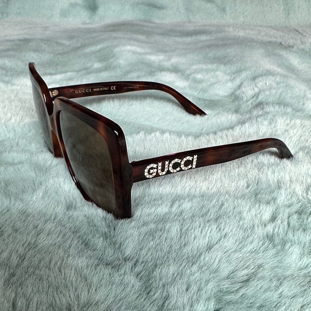 Gucci Tortoiseshell Sunglasses with Crystal Logo